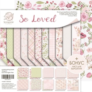 Scrapbooking Papier 20x20cm So Loved, Set für Scrapbook Doppelseitig, Scrapbooking Papier Rosa, Papier für Hochzeitsalbum,Card.NON DIGITAL PAPER