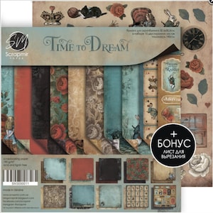 Scrapbooking Papier für Halloween Karten| Papier 30 x 30 cm in Time to Dream | Set für Scrapbook Doppelseitig | Junk-Bücher | NICHT DIGITALES PAPIER