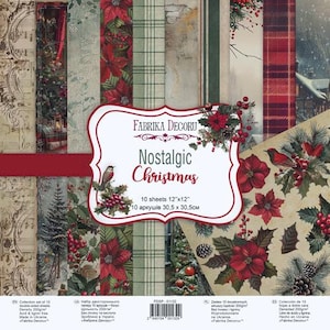 NEW! Scrapbooking Paper Nostalgic Christmas | Set for Scrapbook Double-Sided | Paper forX-mas CardMaking, December Daily. NON Digital PAPER