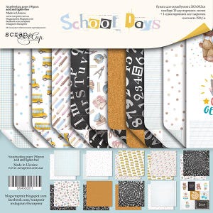 Scrapbooking Paper 12x12 School Days | Set of double-sided paper 30x30cm  10pcs+1 Paper cards | Scrapbooking School. NON DIGITAL PAPER