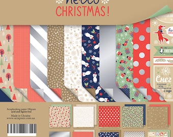 Carta per scrapbooking natalizia 12x12: set per la creazione di biglietti fronte-retro. Natale a luglio