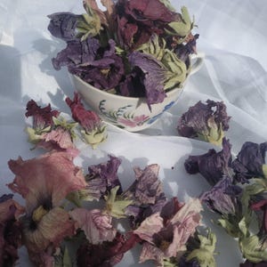 Dried Mallow Flowers: Organic Purple, Pink & White Hollyhock - Natural Wedding Decor, Malva Dried 2 cups