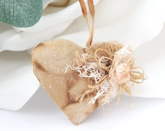 Valentine's Decorative Textile Heart handmade.Textile Heart Valentine's Day.Gift Grandma. Decorative fabric heart.Valentine's heart ornament