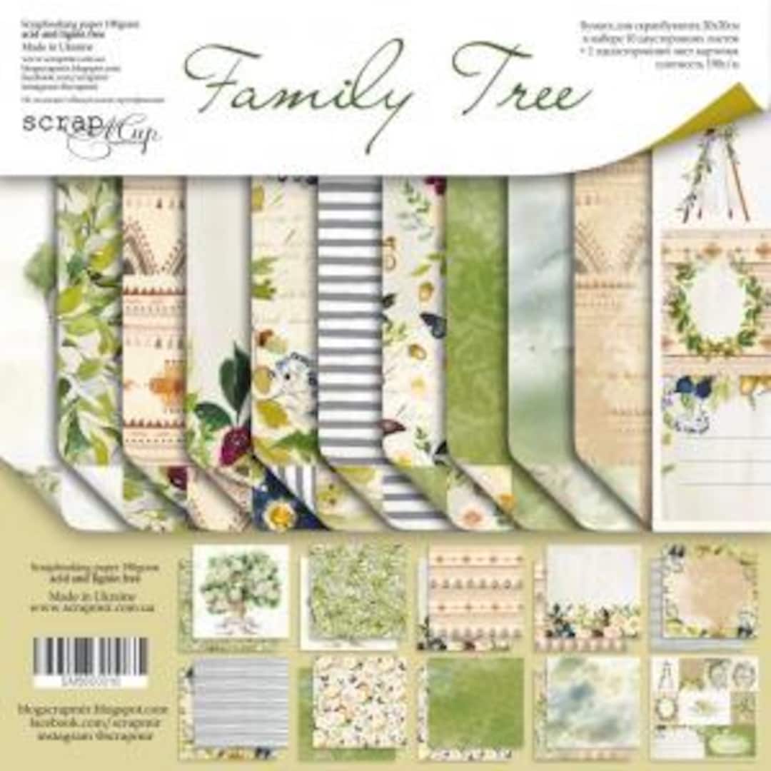 Family Tree Scrapbook Paper 8x8 Doublesided Sheets / 12х12 in