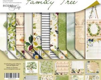 Family Tree Scrapbook Paper: 8x8 Double-Sided Sheets / 12х12 in Double-Sided Sheets