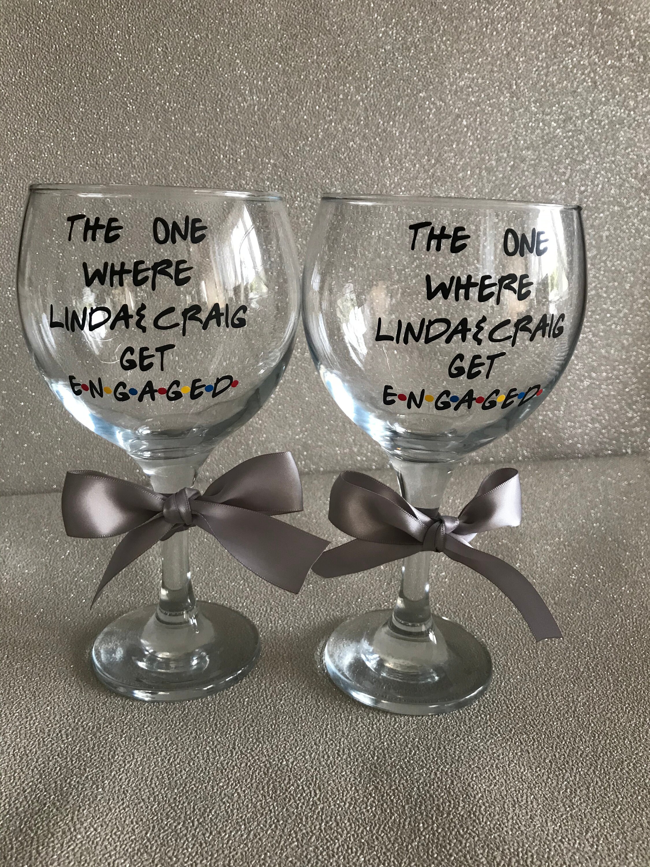 Personalised engagement glass personalised engagement gift Etsy