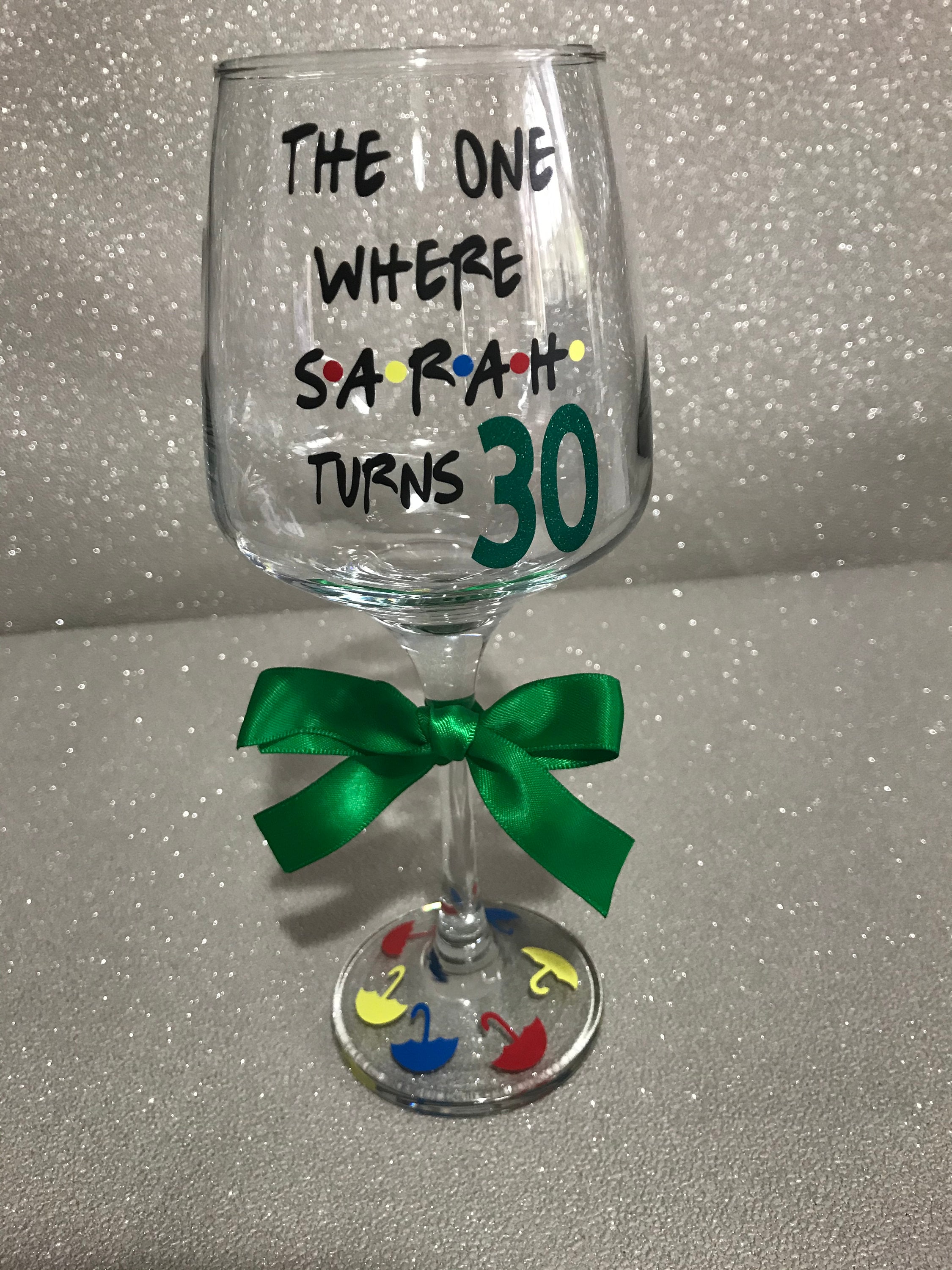 Personalised wine glass birthday glass gift for her 30th Etsy