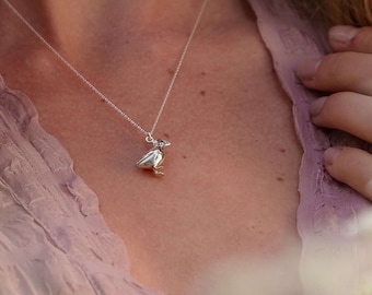Puffin necklace | Sterling silver puffin pendant | Personalised Animal Pendant by Rosalind Elunyd Jewellery