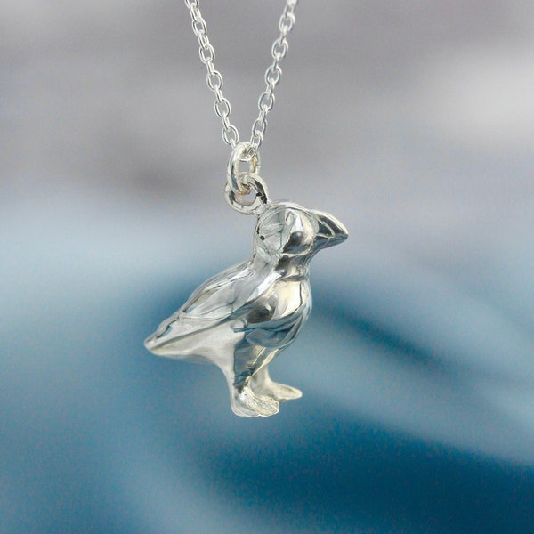 Puffin necklace | Sterling silver puffin pendant | Personalised Animal Pendant by Rosalind Elunyd Jewellery