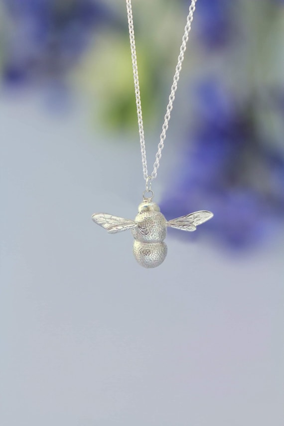 Bumblebee Bee Necklace Hand Carved 
