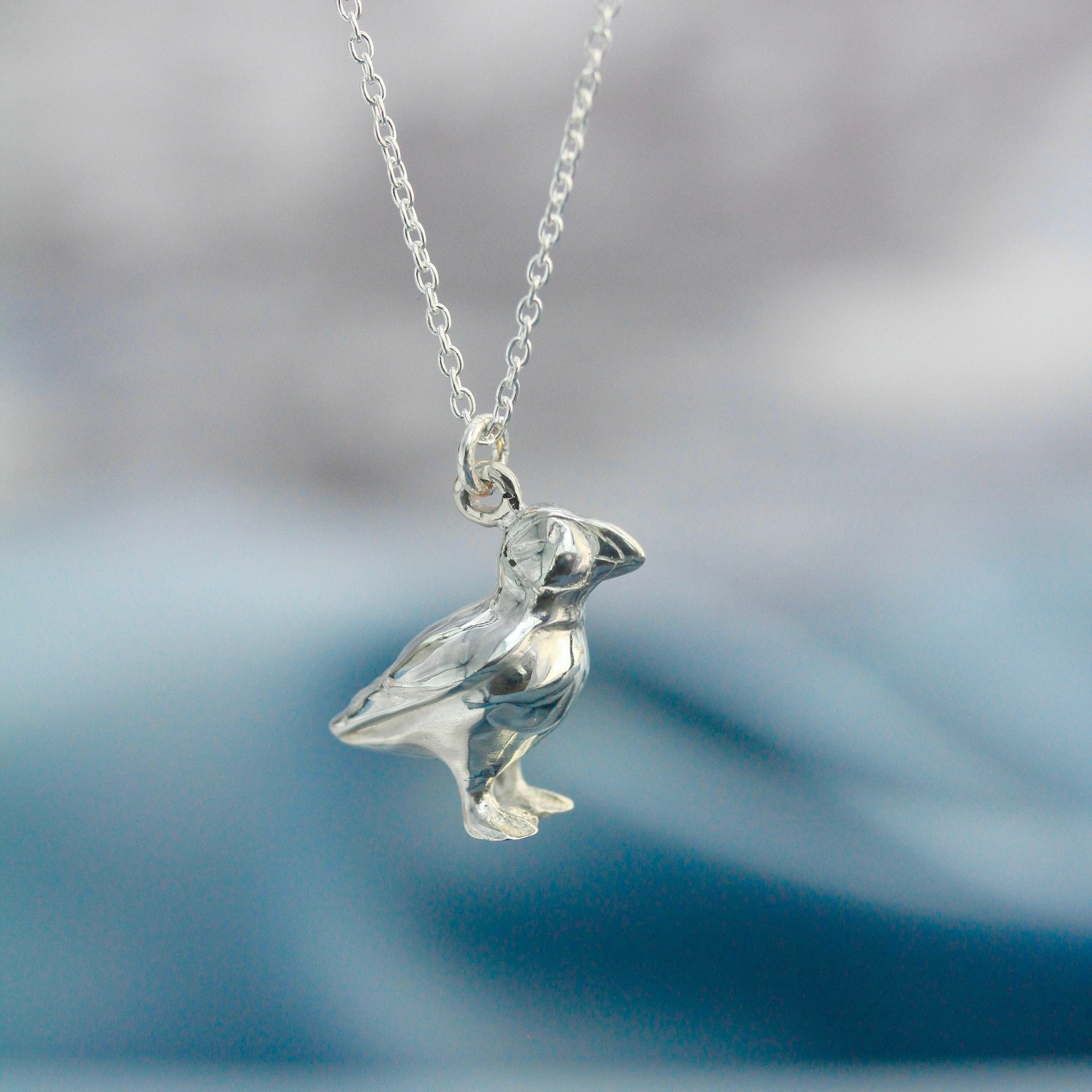 Puffin Necklace | Sterling Silver Puffin Pendant Personalised Animal Pendant By Rosalind Elunyd Jewellery