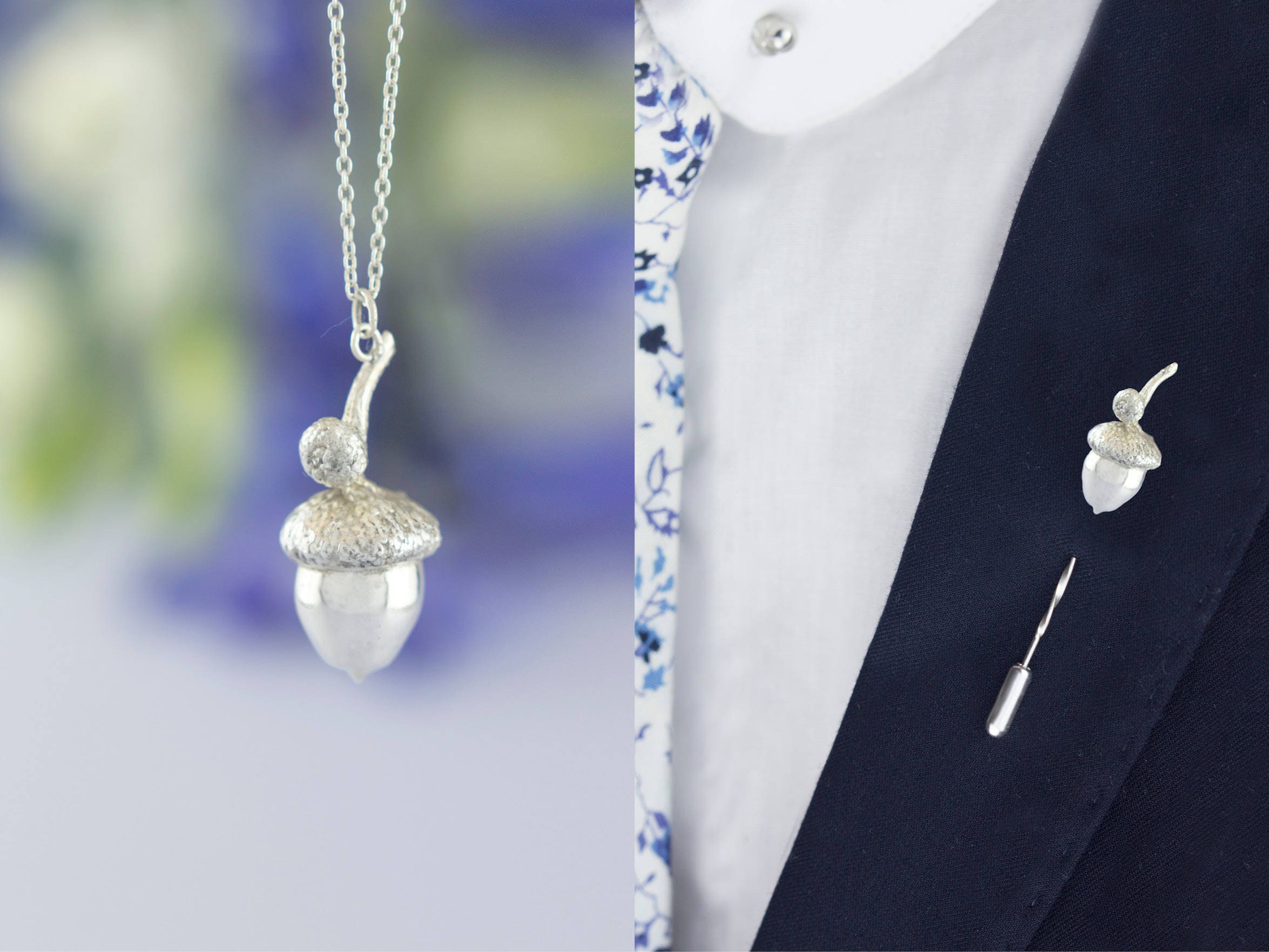 His & Hers Real Acorn Jewellery | Wedding Jewellery| Anniversary Gift Sterling Silver Personalised By Rosalind Elunyd Jewellery