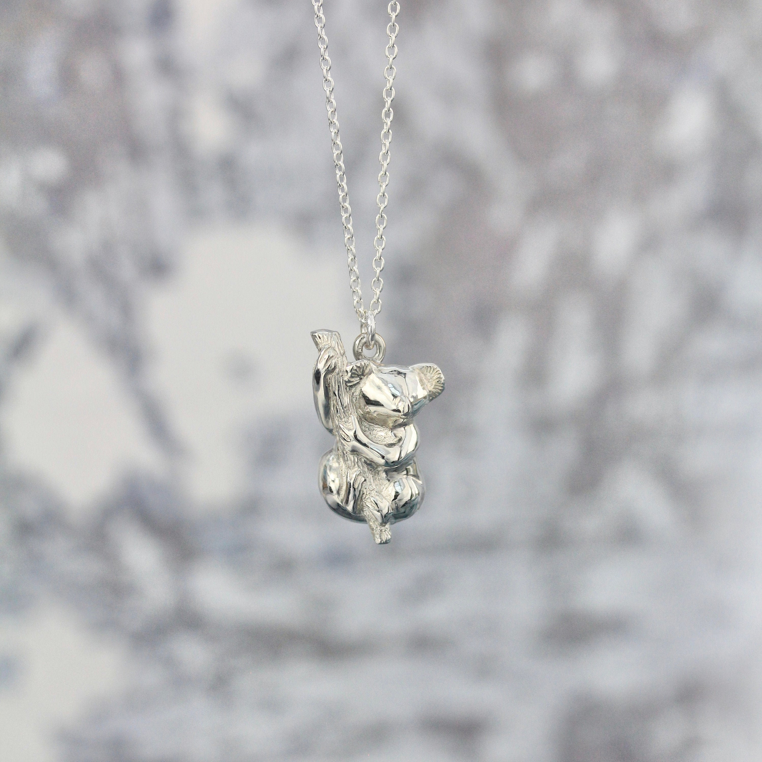 Koala Necklace | Sterling Silver Koala Pendant Personalised Animal Pendant By Rosalind Elunyd Jewellery