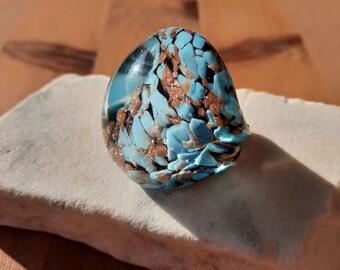 Women&#39;s ring Murano blue women&#39;s Murano costume jewelry with aventurine. Light, practical and comfortable women&#39;s gift idea
