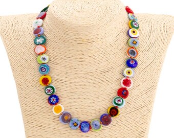 jewelry handmade in venetian Murano glass Italy perfect for mother day Drop Fuchsia gold set with necklace and ring