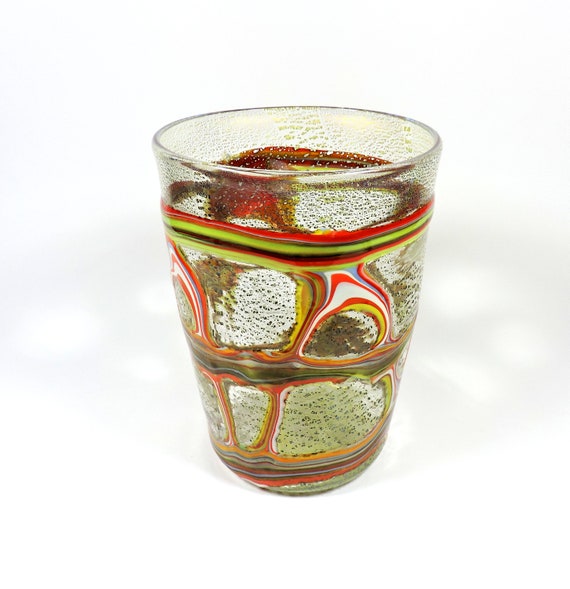 Transparent Murano Glass Vase Murrine Signed Formentello Etsy