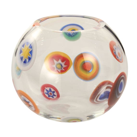 Murano Glass Bowl Vase With Millefiori Murrina Mouth Blown Etsy