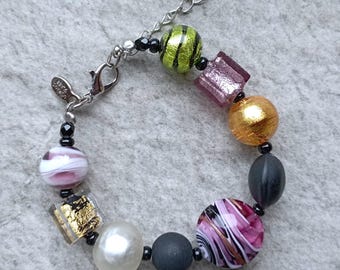 Murano glass round bead bracelet, Murano bead bracelet