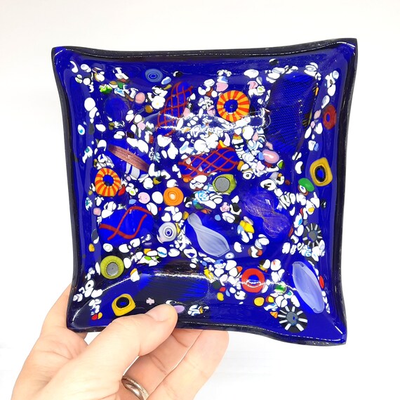 Glass Fusing Plate Blue Bowlpocket Emptier Etsy New Zealand