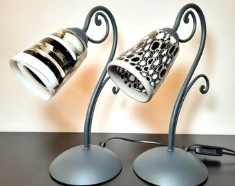 Couple of lamps, Murano glass black and white cups, shabby shic, modern lamps, bedside lamps