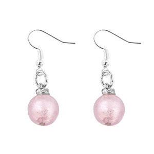 Murano glass silver leaf beads earrings, pendant earrings