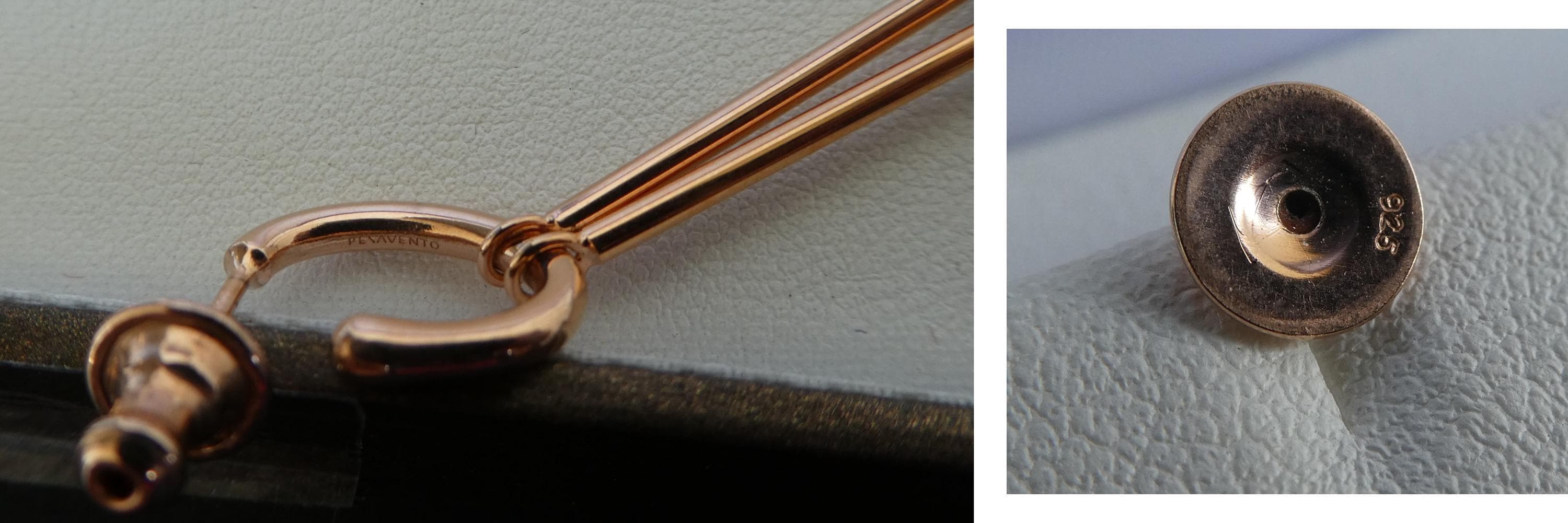 Boucles D'oreilles Pesavento Or Rose 'Polvere Di Sogni' - Argent 925, Fermoir Clous, Italie, Neuves Sans Emballage