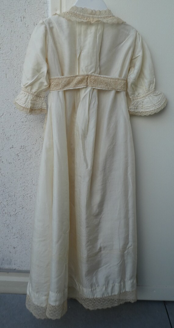 Antique CHRISTENING GOWN in Cream Silk with Lace … - image 4