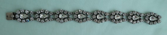 FRENCH Art Deco Silver Diamante Bracelet - Large … - image 7