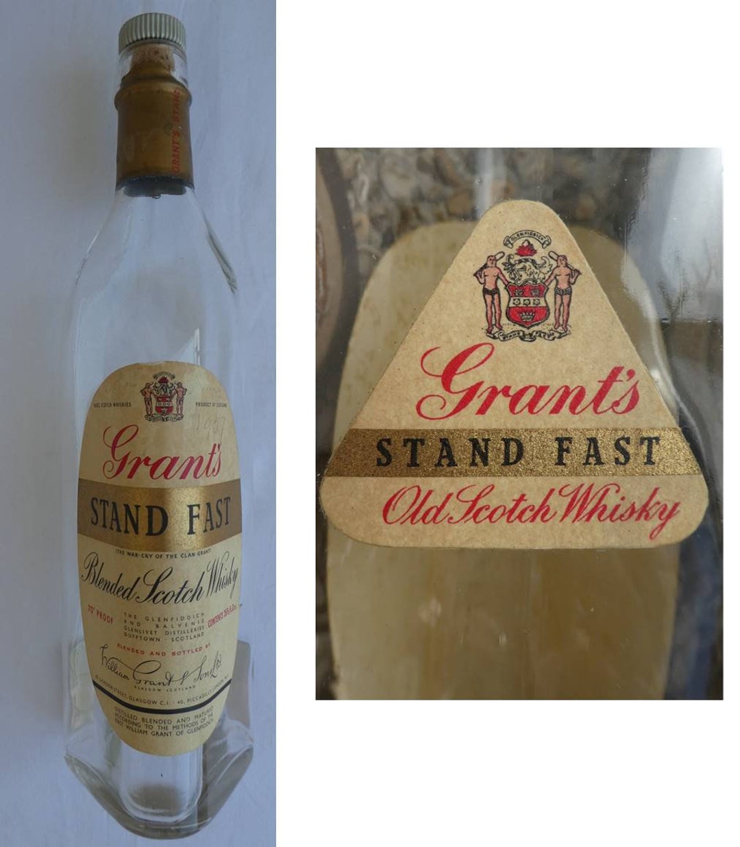 1957 GRANTS Stand Fast Original Whisky Bottle Triangular - Etsy