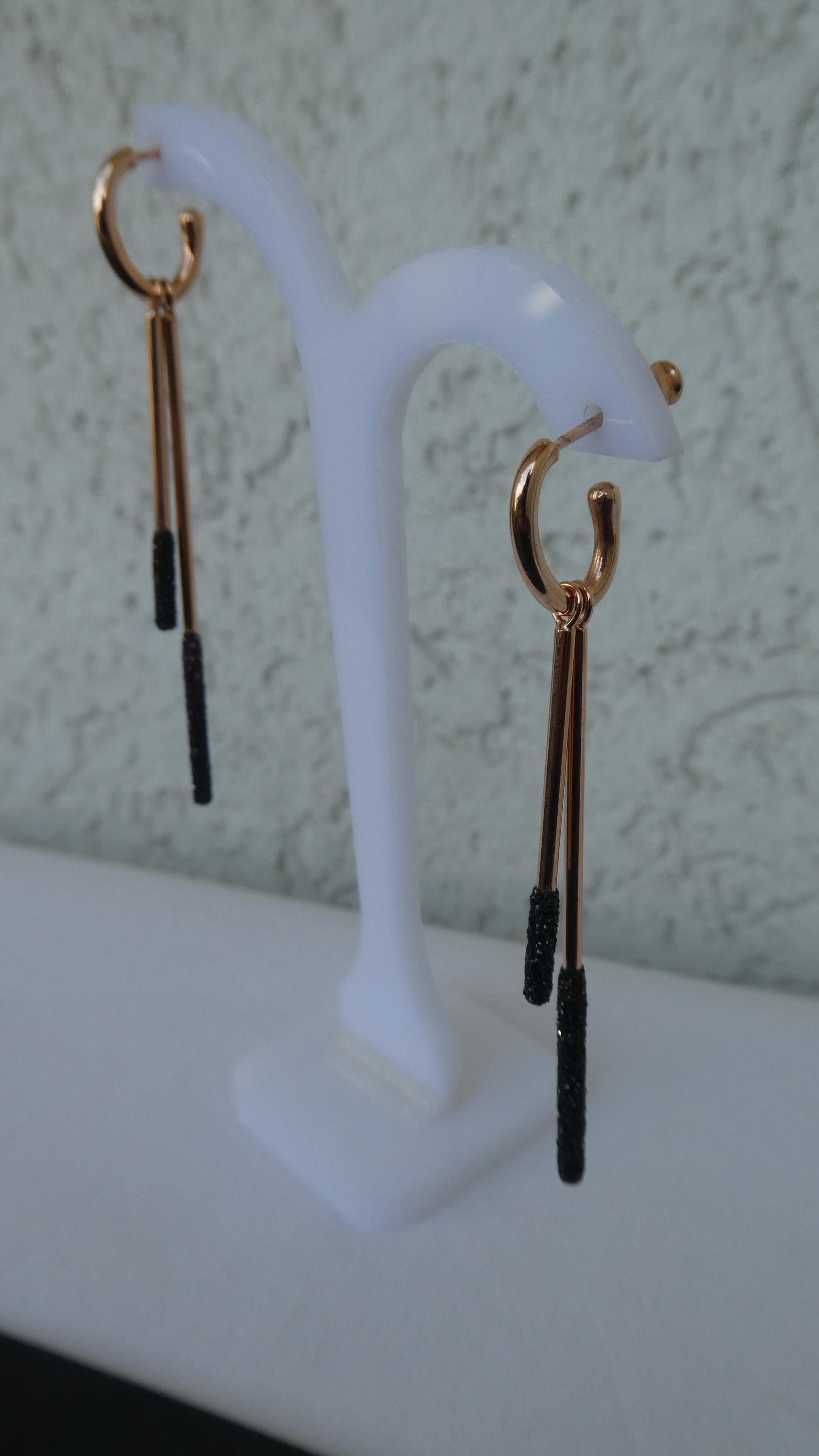 Boucles D'oreilles Pesavento Italie "Polvere Di Sogni" - Or Rose Et Argent 925, Fermoir Clou, Neuf Sans Boîte