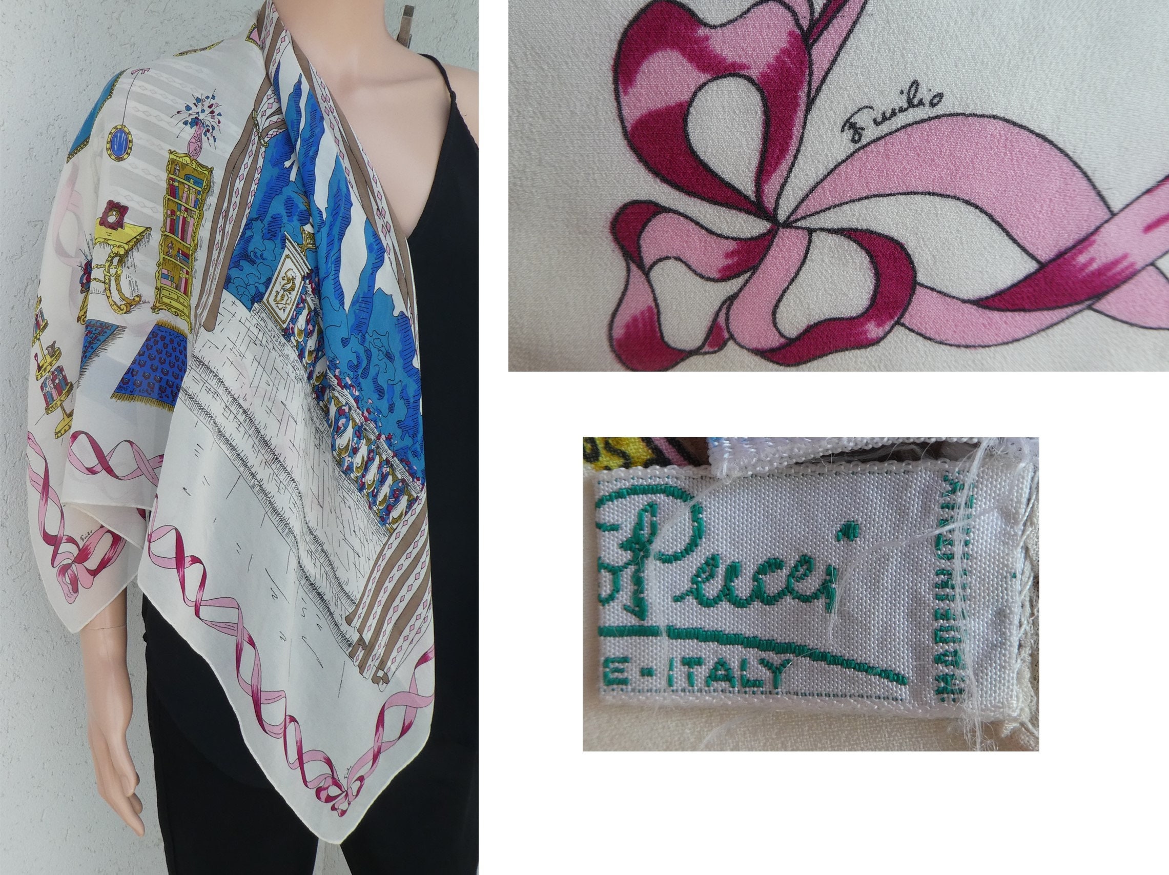 Vintage 1950s Emilio Pucci Top Silk Jersey Blouse Size M L