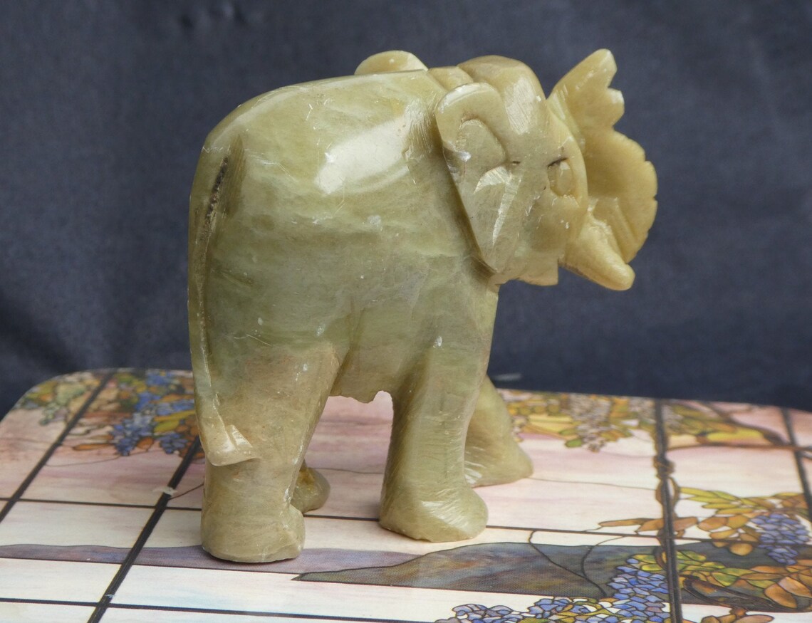 Vintage ELEPHANT Figurine Light Green Marble Onyx Alabaster Etsy