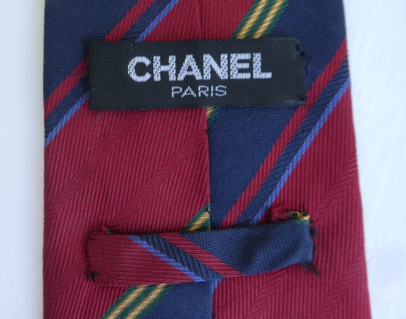 Vintage CHANEL 1970/80s Silk & Wool Woven Necktie… - image 3