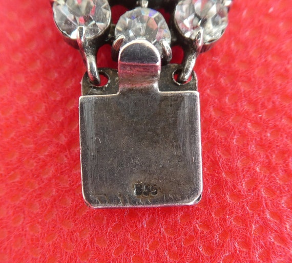 FRENCH Art Deco Silver Diamante Bracelet - Large … - image 8