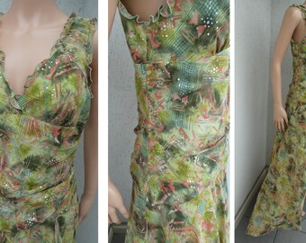 Vintage JOSEPH RIBKOFF, Canada, Light Long Chiffon Dress Beautiful