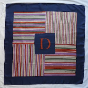 DIOR Stunning Motif, Vintage Silk Square Head Scarf. French Couture Christian Dior, Beautiful Colours, Luxury Silk Neckwrap, Paris France.