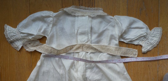 Antique CHRISTENING GOWN in Cream Silk with Lace … - image 8