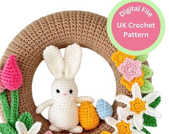 Easter Bunny Wreath UK Crochet Pattern