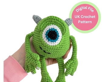 Mike The Green One Eyed Monster UK Crochet Pattern