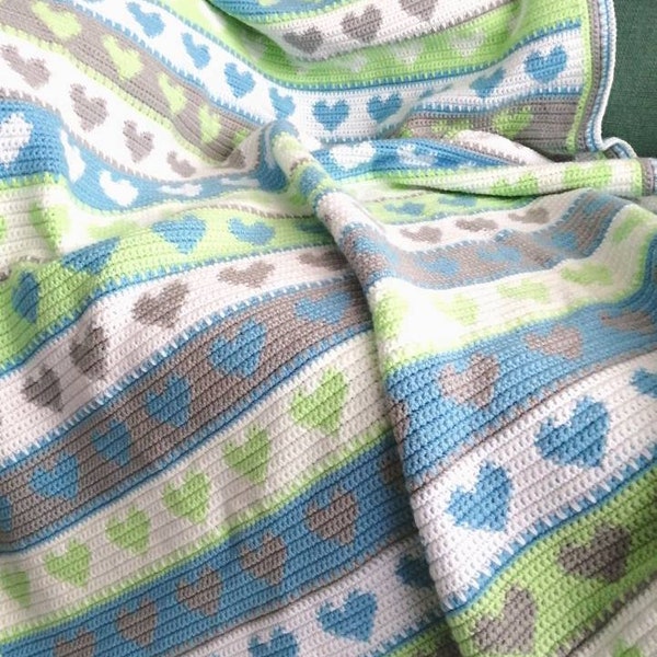 Tapestry Heart Crochet Blanket Pattern.