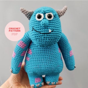 Crochet Pattern Blue Monster – Amigurumi Plush Toy – UK PDF Instant Download