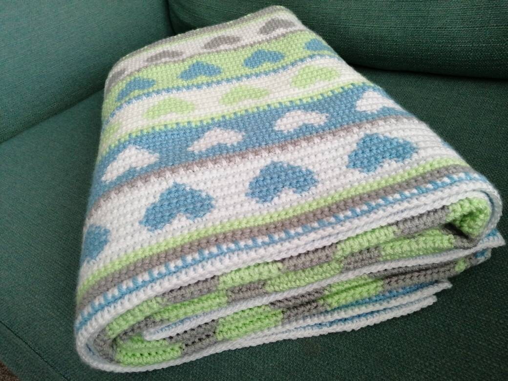 Tapestry Heart Crochet Blanket Pattern. | Etsy UK