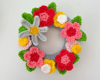 Mini Spring Flower Wreath UK Crochet Pattern