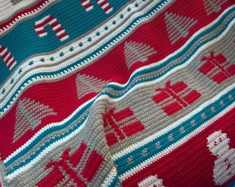 Cosy Christmas Blanket UK Crochet Pattern