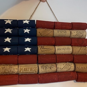 Wine Cork American Flag: Patriotic Wall Decor, Veteran Gift