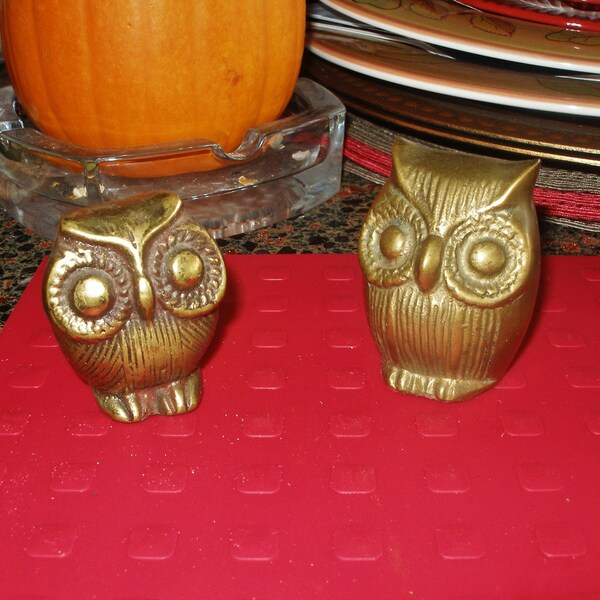 Two Lovely Vintage SOLID BRASS OWLS