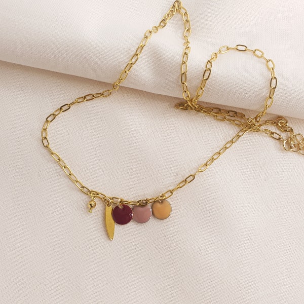 Collier SEGOLENE sequins rose prune