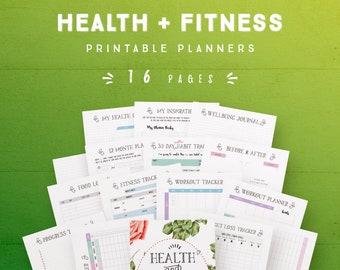 Health and Fitness Printable Planners, Health Planner, Fitness Tracker