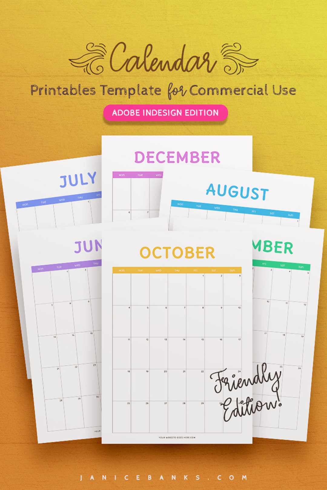 2021-2023 Calendar Indesign Template for Commercial Use - Etsy