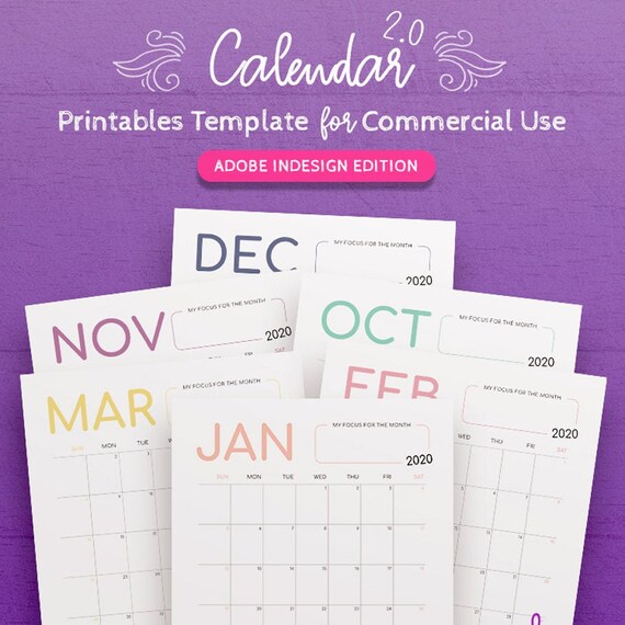 2021 2023 Calendar Indesign Template For Commercial Use Etsy custom weekly calendar indesign template 2021